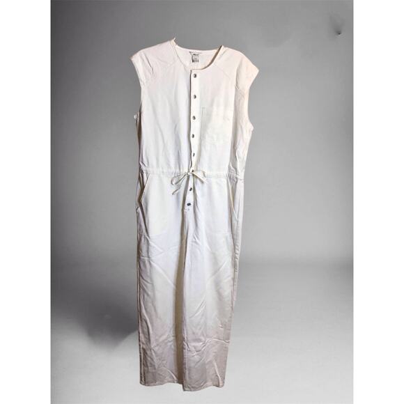 Jordache Women One pice Denim Jumpsuit Sz. Large Cream NWT  Trendy Jumpsuit - Picture 1 of 9